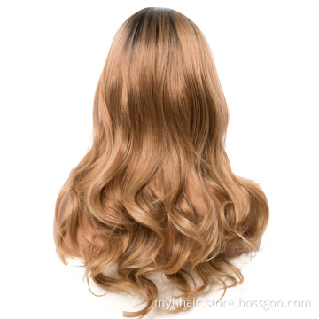 Body Wave Wigs Black Golden Middle Part Cosplay Synthetic Wigs For Women Long Hair Wigs hair Mix Aliexpress Hair Ombre